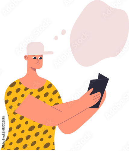 Person reading book having new ideas