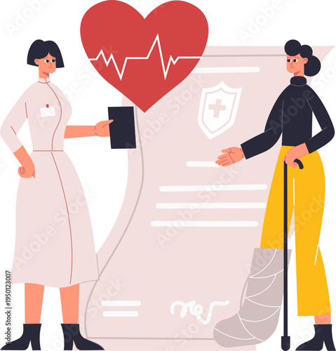 Healthcare professional and patient discussing health insurance contract