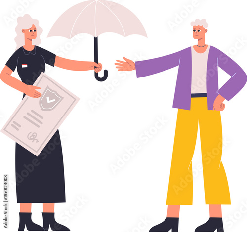 Agent offering and customer receiving insurance policy protection