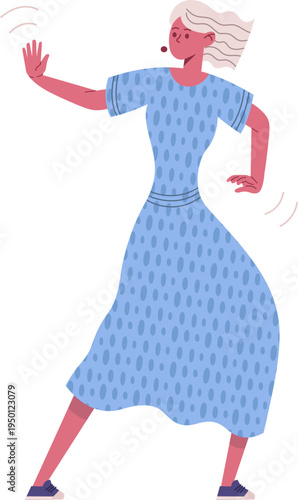 Woman signaling stop with outstretched hand