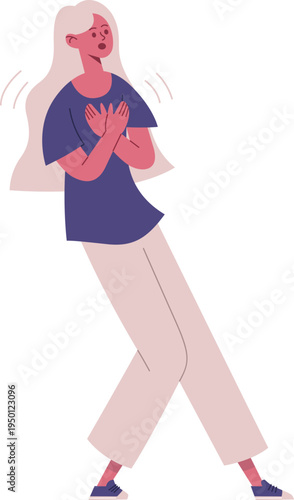 Woman experiencing chest pain having a heart attack