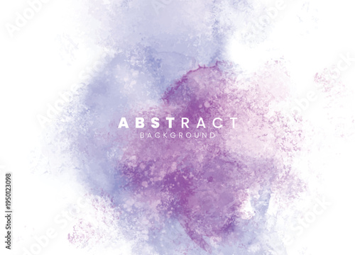 Abstract art with purple and blue watercolor blobs on white background
