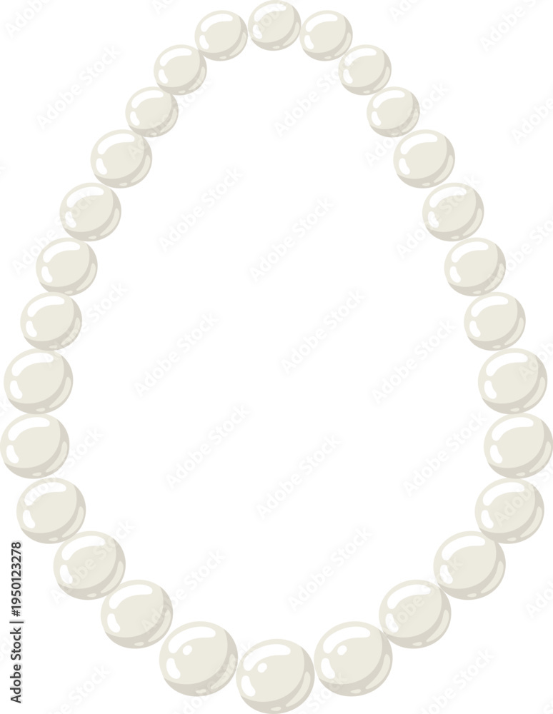 Obraz premium Pearl necklace forming oval shape on white background