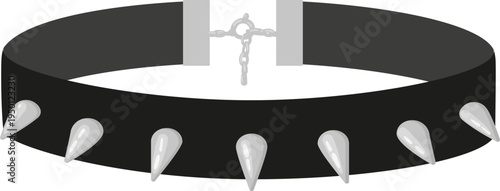 Black studded collar with chain closure detail