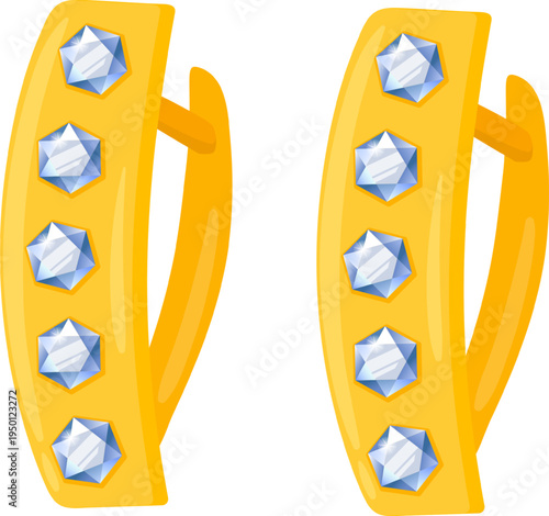 Gold earrings featuring sparkling diamonds adorning elegant jewelry