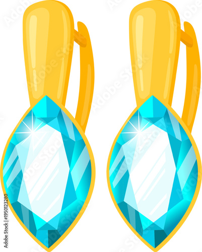 Pair of gold earrings with blue gemstones