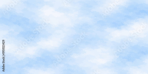 Abstract fluffy clouds drift gently across a pale blue expanse, capturing the serenity of a peaceful, cloud-filled sky. 