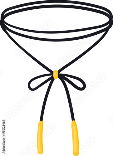 Black choker necklace featuring a bow and golden tips