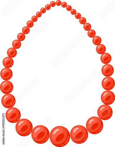 Red beads forming a decorative drop shape