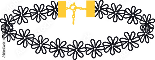 Black flower pattern choker necklace fashion accessory