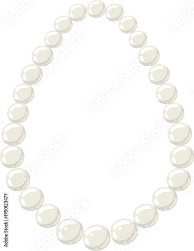 Pearl necklace forming elegant decorative oval shape