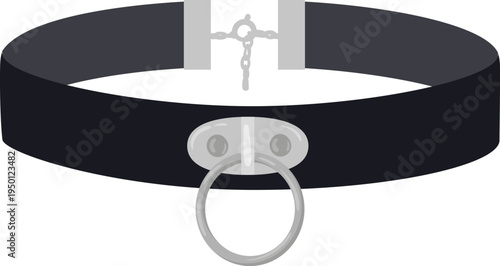 Black collar with metal rings and chain