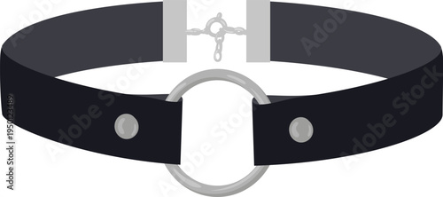 Black leather choker featuring a metal O ring