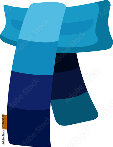 Blue striped winter scarf providing warmth