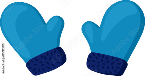 Blue winter mittens providing warmth and comfort