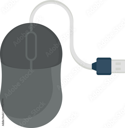 A computer mouse connected to a power cord, illustrating a wired setup for reliable connectivity.