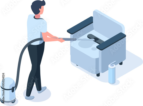 Person providing professional upholstery cleaning service