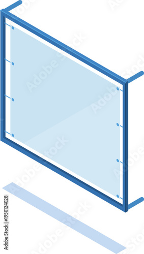 Transparent protective barrier separating space isometric illustration