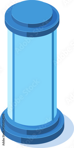 Isometric blue cylinder display stand or podium
