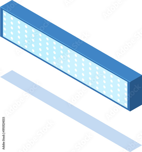 Isometric led light panel with row of bulbs
