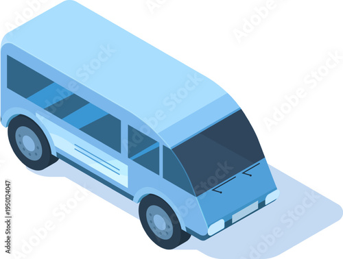 Blue isometric van representing delivery and transport service