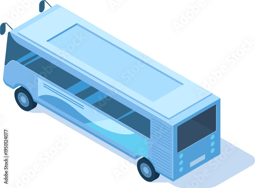 Isometric city bus vector illustration for urban transport