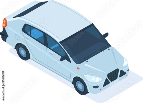White sedan car rendering new transportation technology