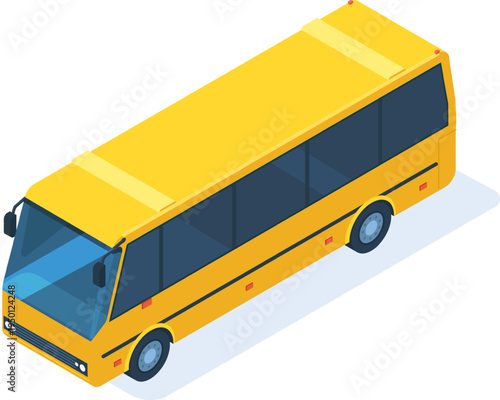 Yellow school bus isometric illustration for education transport