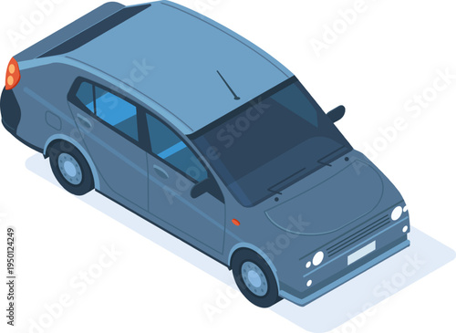 Isometric private car vector illustration for transportation concept