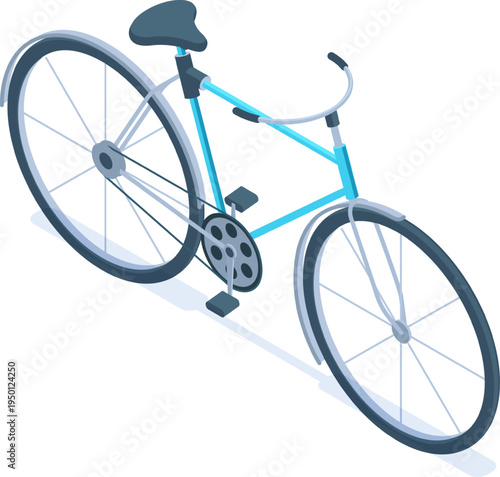 Bicycle isometric illustration representing eco friendly urban transportation