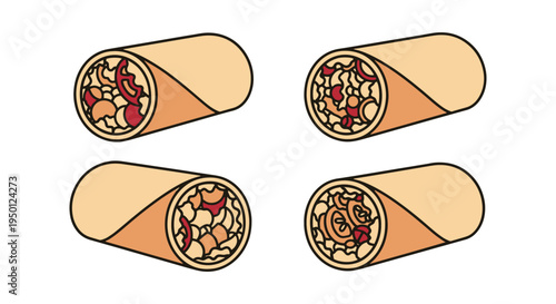 Veggie Wrap Stack Line art abstract color harmony illustration