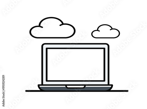 Cloud Computing Laptop Technology Illustration