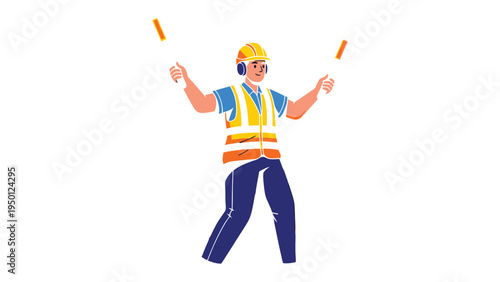 Guidance Navigator: A dedicated ground crew member, guiding aircraft with illuminated wands, ensuring safe and efficient movements on the airfield.