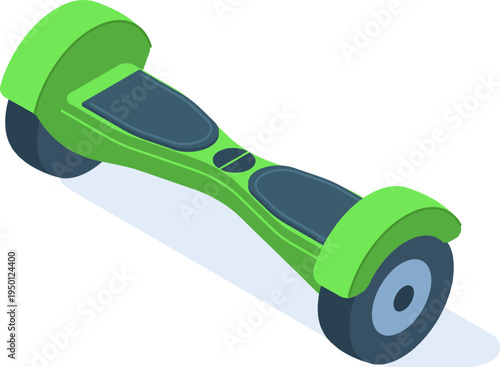Green hoverboard representing electric personal transportation technology