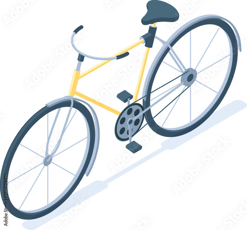 Yellow bicycle depicting cycling urban transportation concept