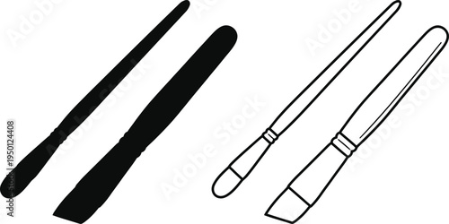 A black and white illustration of tweezers and similar gripping tools