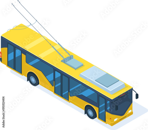 Yellow trolleybus representing modern electric urban transport