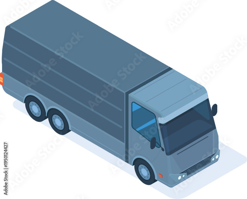 Isometric long cargo truck illustrating delivery service