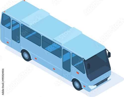 Bus or mini bus isometric vector illustration