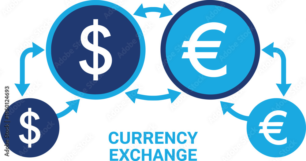 Obraz premium Currency exchange concept with dollar and euro symbols