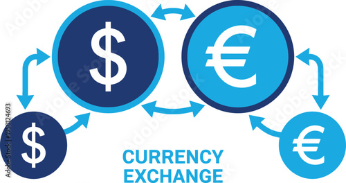 Currency exchange concept with dollar and euro symbols