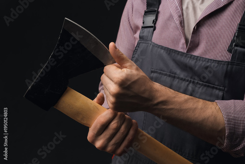 Handsome lumberjack with sh...
