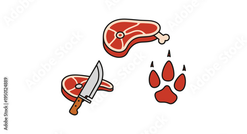 Venison Line art vector set modern pastel tone abstract artwork