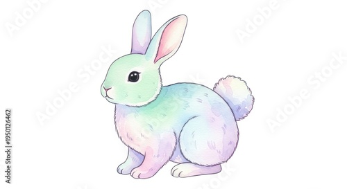 Cute pastel rabbit sitting for Easter or spring concepts Isolated on transparent white background