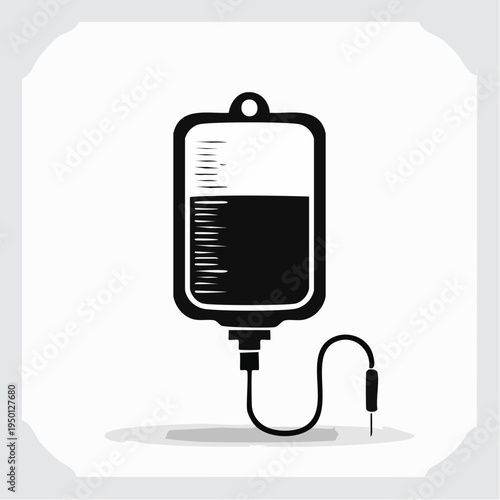 Medical intravenous drip bag and tubing illustration representing fluid therapy and healthcare procedures