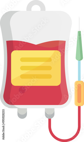  A blood bag accompanied by a needle and syringe, essential for medical blood collection and transfusion.