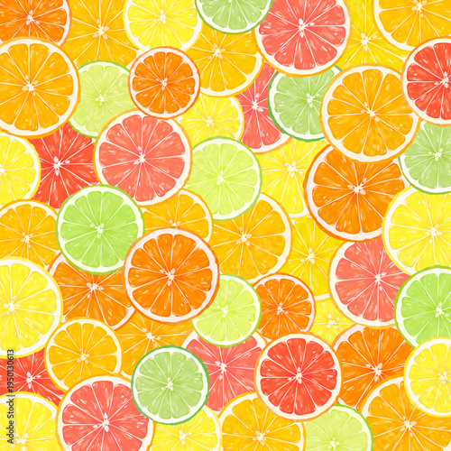 輪切りシトラスの敷き詰め背景_正方形