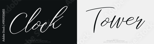 Clock Tower, Script elegant alphabet beauty logo font. Classic beautiful Modern luxury Serif Letter Minimal Fashion. Typography decoration logotype fonts, wedding, logos. vector illustration
