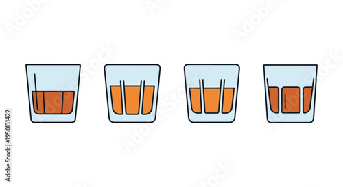 Whiskey Glass Line art vector flat abstract colorful illustration
