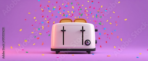 a toaster shooting confetti instead of toast fun idea for parties and announcements